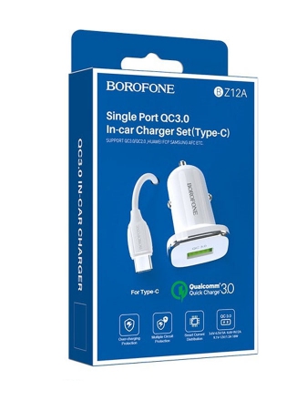 Borofone    1-USB QC3.0,BZ12A  Type-C  