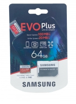 Samsung   microSDXC EVO Plus UHS-I (U1) 64 GB, : 100 MB/s, : 20 MB/s,   SD